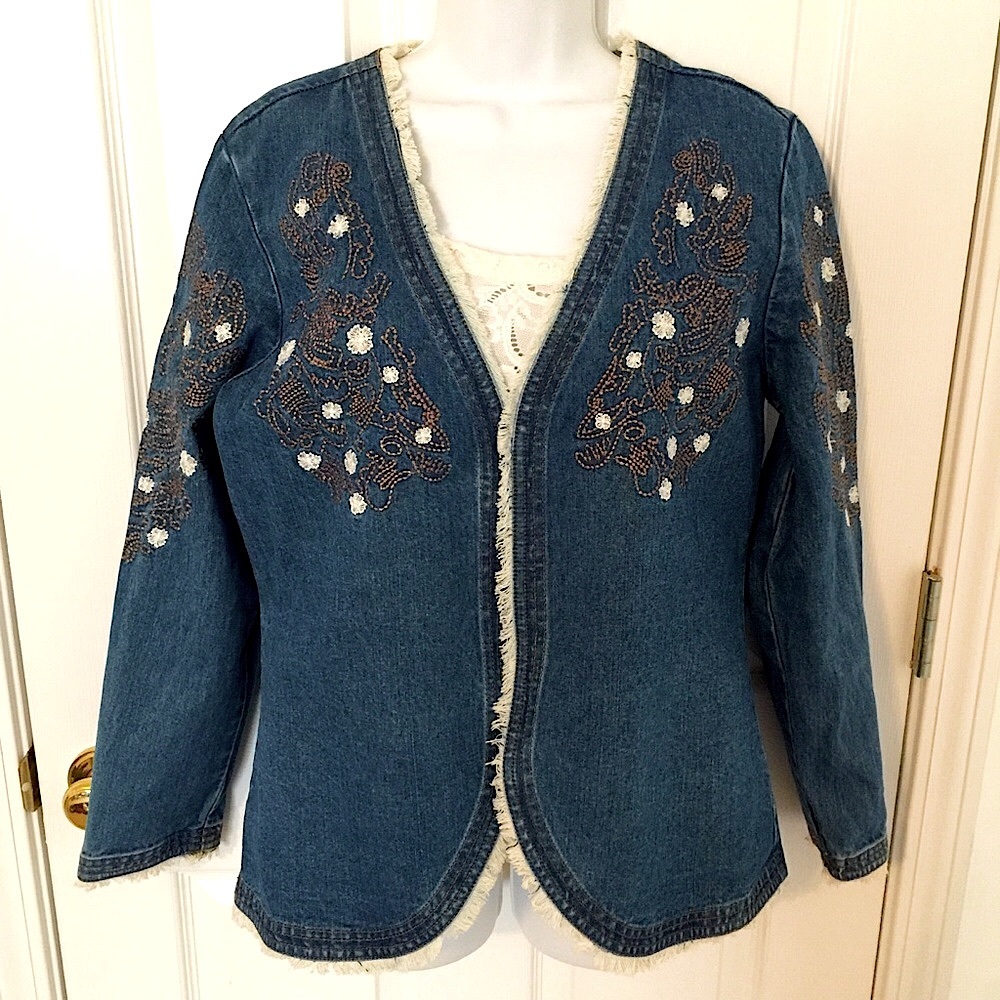 Wrangler Embroidered Fringed Open Jacket